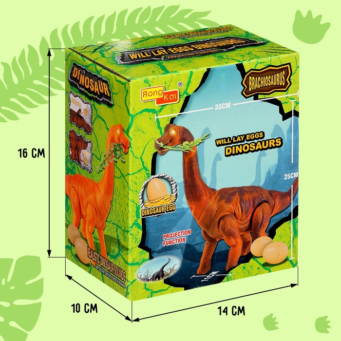 Динозавр &laquo;Брахиозавр травоядный&raquo;, работает от батареек, откладывает яйца, с проектором, цвет коричневый