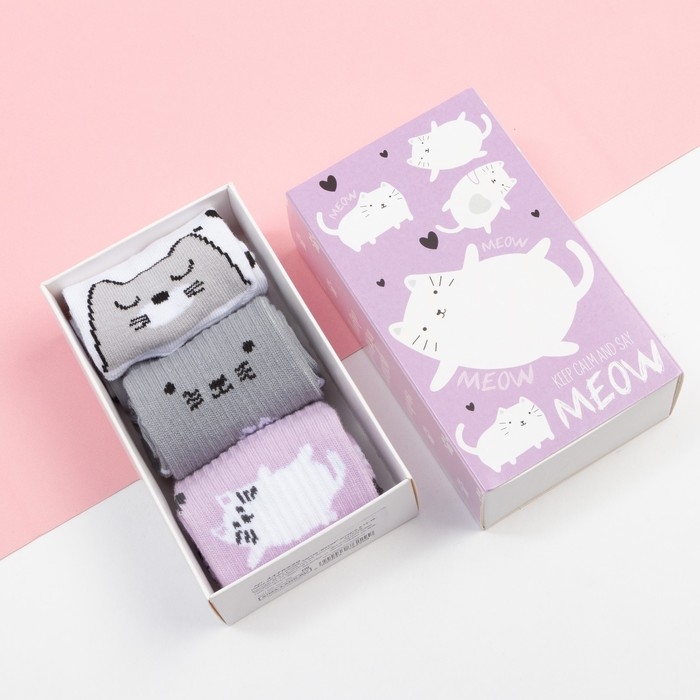 Набор детских носков KAFTAN «Котик» 3 пары, размер 14-16 Набор детских носков KAFTAN «Котик» 3 пары, размер 14-16