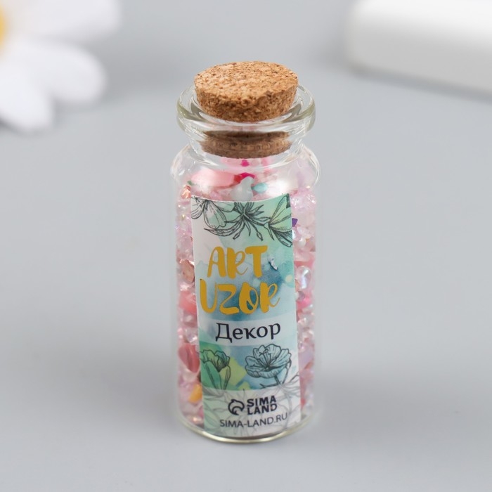 Декор для творчества в баночке "Природный камень с перламутром - розовый" 20 гр 5х2,2х2,2 см   93694