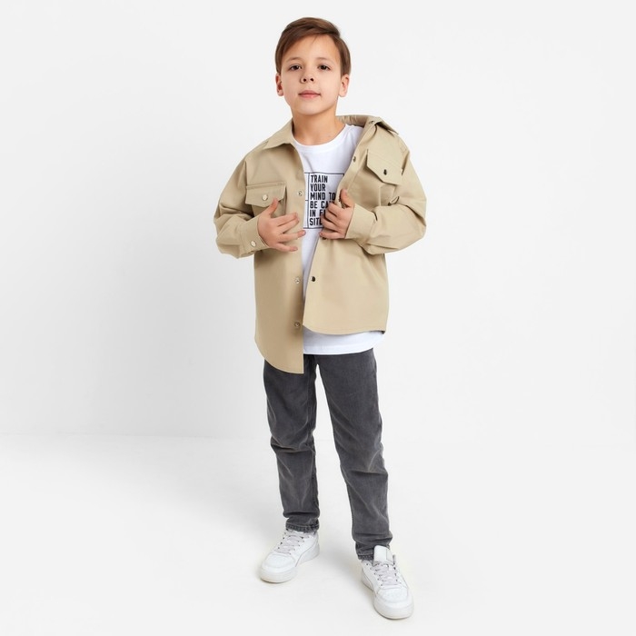 Рубашка джинсовая детская KAFTAN размер 34 (122-128 см), цвет бежевый