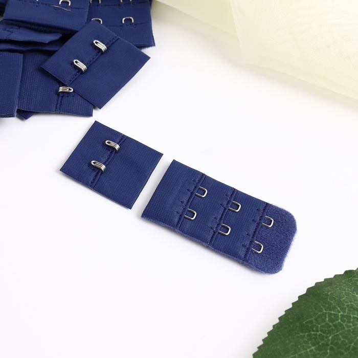 Застёжка для бюстгальтера, 3 ряда 2 крючка, 3 &times; 3 см, 3 &times; 5 см, 10 шт, цвет тёмно-синий