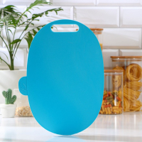 Набор разделочных досок, 4 шт, 30&times;22&times;7 см, размер 1 доски 29&times;19,5 см, овальные, с маркерами, на подставке