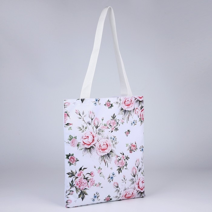 Сумка шопер &laquo;Розы&raquo;, 35х0.5х40 см, отд без молнии, без подклада, белая