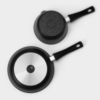 Набор кухонной посуды «Мраморная №3», 6 предметов, крышка, съёмная ручка, антипригарное покрытие, цвет тёмный мрамор Набор кухонной посуды «Мраморная №3», 6 предметов, крышка, съёмная ручка, антипригарное покрытие, цвет тёмный мрамор