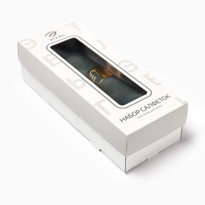 Набор сервировочных салфеток с декоративными кольцами Этель Green 40х40 см - 2 шт, 100% лён