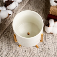 Кашпо "Цилиндр" белое, на золотой подставке, 15х8х8см