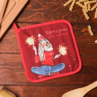 Новый год. Прихватка Доляна "Пусть зима будет теплой"  17х17см, 35% хл,65% п/э