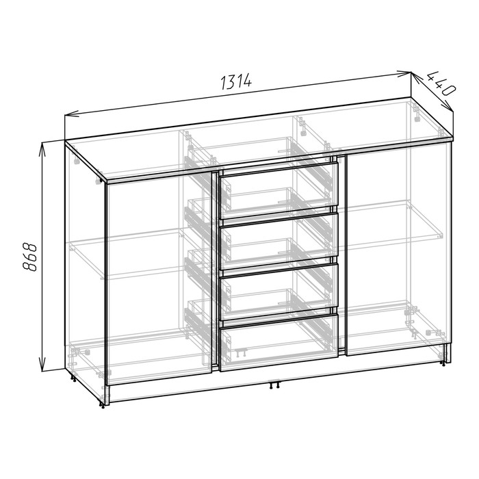 Комод Зара 1310х440х870 крафт белый Комод Зара 1310х440х870 крафт белый