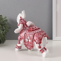Сувенир полистоун "Белый слон. Бордовая попона с цветком и стразой" 17,5х9х17 см