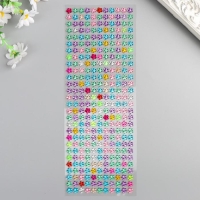 Наклейка пластик "Стразы-цветочки" МИКС 11х32 см