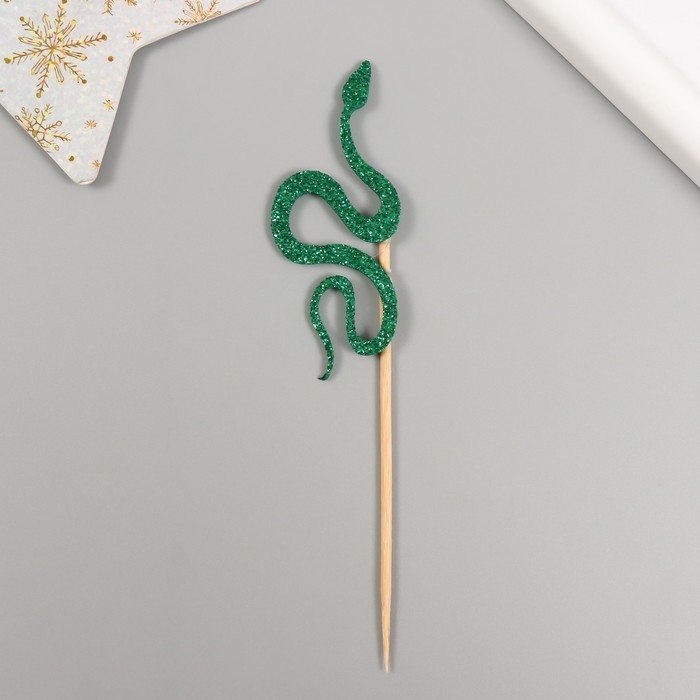 Новогодний топпер для творчества "Зелёная змея" 12.5 см (Новогодний набор 6 шт)
