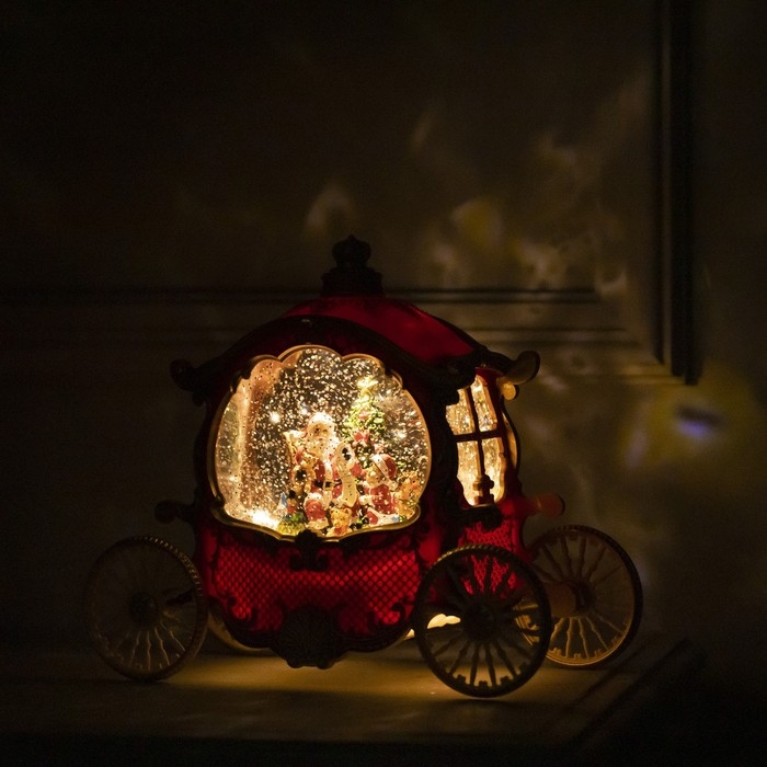 Светодиодная фигура &laquo;Карета с подарками&raquo; 26 &times; 23 &times; 11 см, пластик, батарейки ААх3 (не в комплекте), USB, свечение тёплое белое