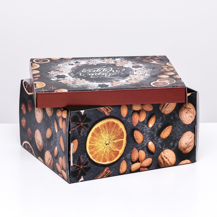 Новый год. Подарочная коробка складная, новогодняя "Рождественское настроение", 31,2 х 25,6 х 16,1 см.