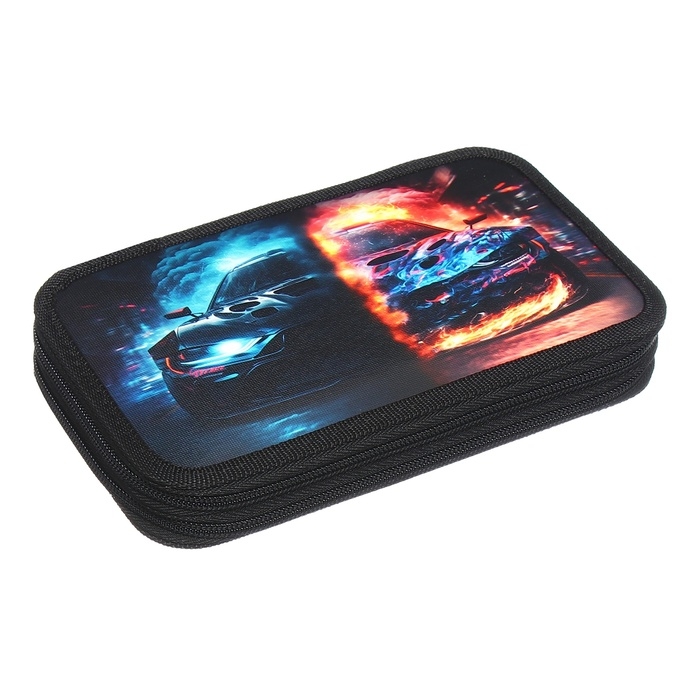 Пенал 2 секции, 125 х 205 х 40 мм, Calligrata 30П26/2 Пенал 2 секции, 125 х 205 х 40 мм, Calligrata 30П26/2 "Тачка огонь", ламинированный картон