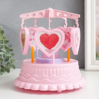 Сувенир музыкальный механический + фоторамка "Карусель сердец" розовый 17,5х17,5х20 см Сувенир музыкальный механический + фоторамка "Карусель сердец" розовый 17,5х17,5х20 см