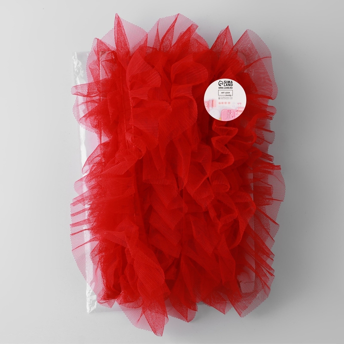 Рюш однослойный, 50 мм, 9 ± 0,5 м, цвет красный Рюш однослойный, 50 мм, 9 ± 0,5 м, цвет красный