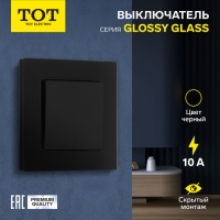 Выключатель TOT Glossy Glass, 10 А, 1 клавиша, скрытый, стекло, черный Выключатель TOT Glossy Glass, 10 А, 1 клавиша, скрытый, стекло, черный