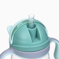 Поильник детский M&B &laquo;Котик&raquo; с трубочкой, от 9 мес., 280 мл., цвет серо-голубой