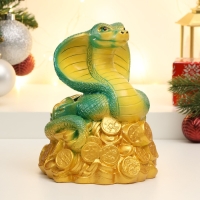 Копилка "Змея на деньгах" зеленая, 16см Копилка "Змея на деньгах" зеленая, 16см