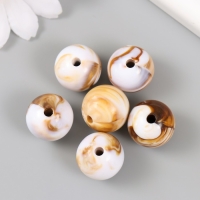 Бусины для творчества пластик "Разводы краски. Коричневые" d=1,8 см набор 20 гр