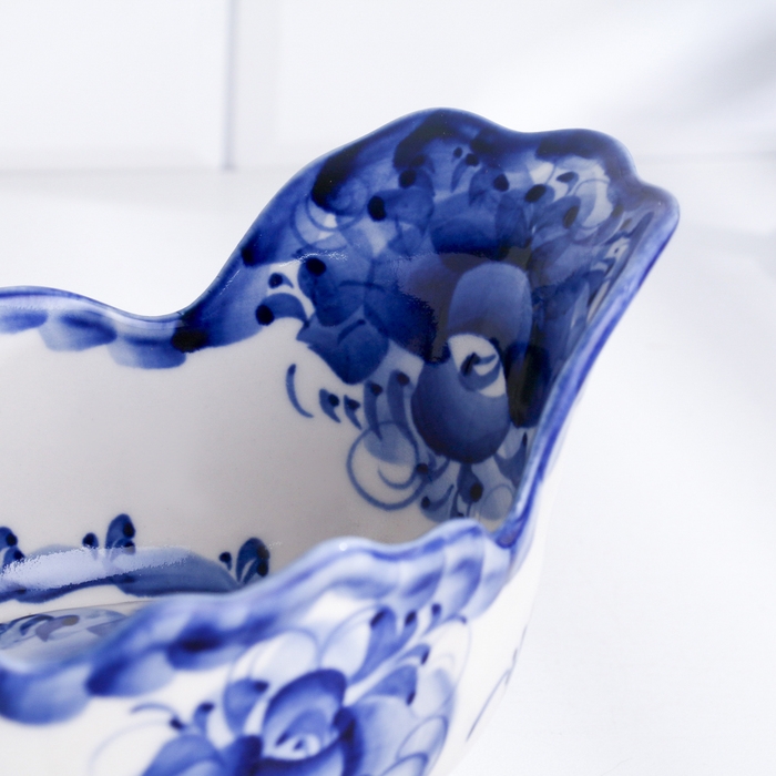 Икорница "Ванночка", 12 х 11 см, гжель