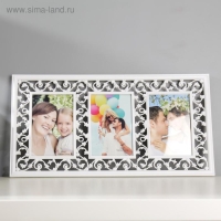 Фоторамка пластик на 3 фото 10х15 см "Мелкий вьюнок" белая 23,5х45,5 см Фоторамка пластик на 3 фото 10х15 см "Мелкий вьюнок" белая 23,5х45,5 см