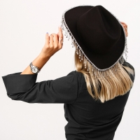 Шляпа со стразами, р. 56 см, цвет чёрный