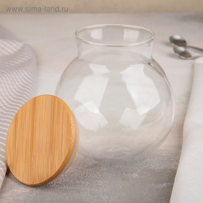 Банка стеклянная для сыпучих продуктов «Эко. Бабл», 950 мл, 12,5×13,5 см Банка стеклянная для сыпучих продуктов «Эко. Бабл», 950 мл, 12,5×13,5 см