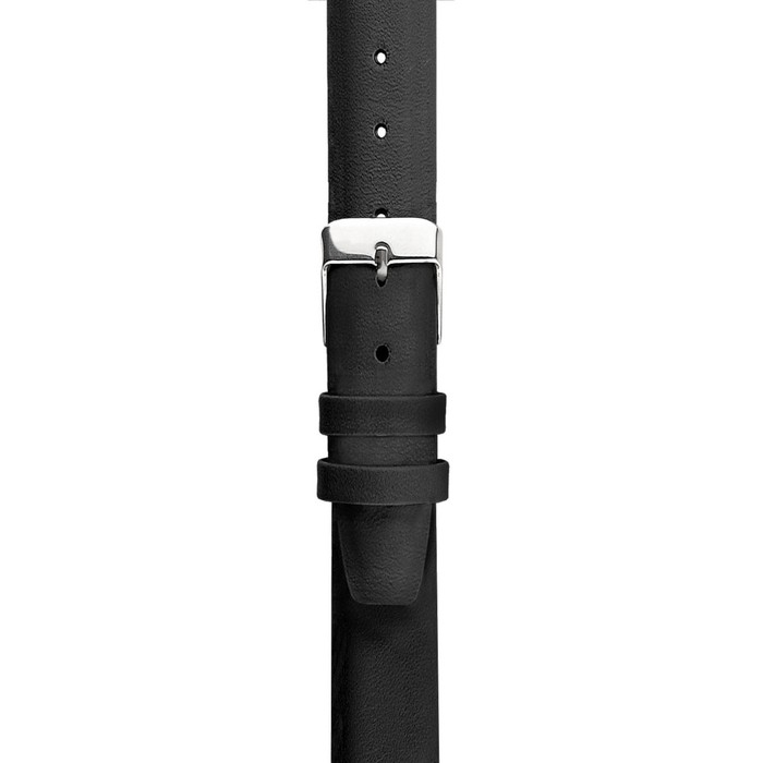 Ремешок для часов, женский, 12 мм, запряжник 65 мм, горт 105 мм, натуральная кожа, чёрный