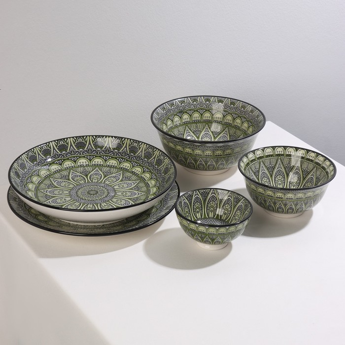 Тарелка керамическая Доляна &laquo;Мирсоле&raquo;, d=22 см, цвет зелёный