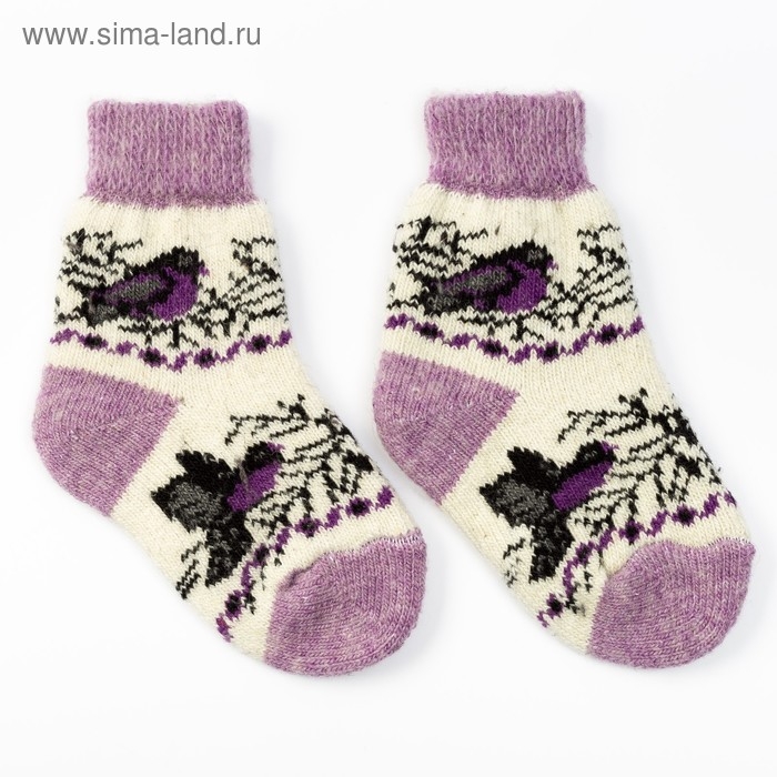 Носки детские шерстяные &laquo;Птички&raquo;, цвет белый, размер 18