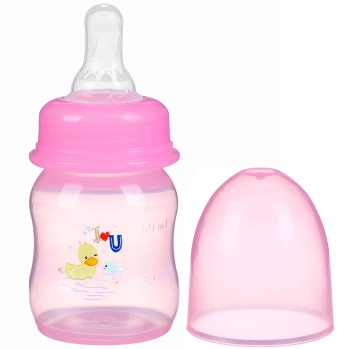 Бутылочка для кормления цветная, классическое горло, 60 мл., от 0 мес., рисунок МИКС для девочки Бутылочка для кормления цветная, классическое горло, 60 мл., от 0 мес., рисунок МИКС для девочки