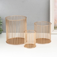 Подсвечник металл на 1 свечу "Нимбус" набор 3 шт золото 8х10, 12х13, 15х17 см Подсвечник металл на 1 свечу "Нимбус" набор 3 шт золото 8х10, 12х13, 15х17 см