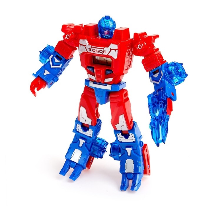 Робот &laquo;Часы&raquo;, трансформируется в робота и машинку, цвет красный