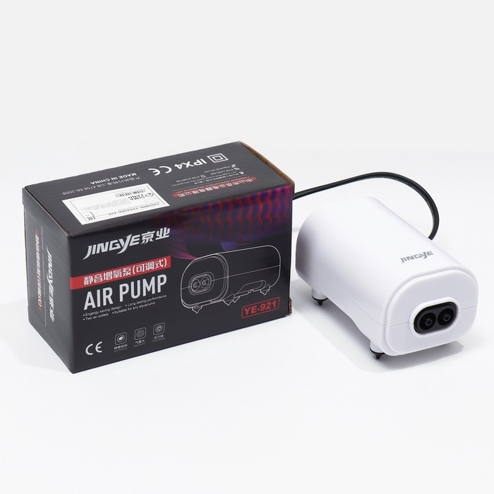 Компрессор воздушный JINGYE YE-921, бесшумный, с регулировкой мощности, 2 x 3,4 л/мин, 3 Вт Компрессор воздушный JINGYE YE-921, бесшумный, с регулировкой мощности, 2 x 3,4 л/мин, 3 Вт