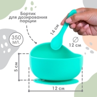 Набор для кормления: нагрудник, тарелка 2шт, стакан, приборы, Крошка Я, бирюзовый Набор для кормления: нагрудник, тарелка 2шт, стакан, приборы, Крошка Я, бирюзовый