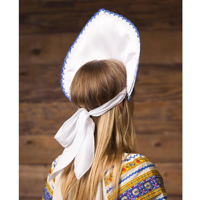 Кокошник &laquo;Цветы&raquo;, белый атлас