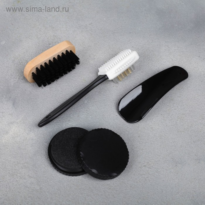 Набор дорожный для обуви &laquo;True man&raquo;: щётка 2 шт., губка, лопатка