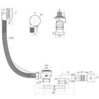 Сифон для ванны "АНИ Пласт" ЕМ701, 1 1/2" х 40 мм, с гофротрубой 50 мм, полуавтомат