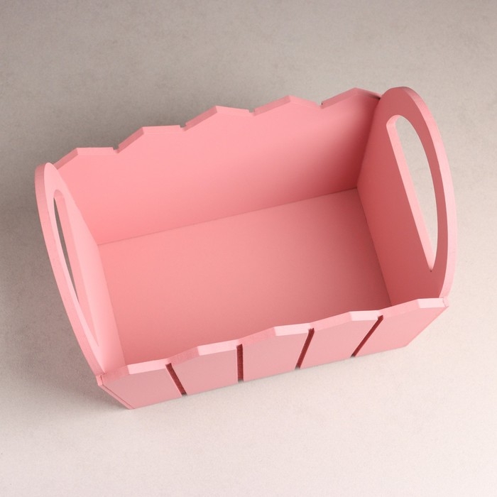 Кашпо деревянное 25&times;16&times;17 см "Мария", ручки боковые, МДФ, Розовый Коралл