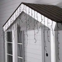 Гирлянда &laquo;Бахрома&raquo; 3 &times; 0.6 м, IP44, УМС, тёмная нить, 160 LED, свечение тёплое белое, 220 В