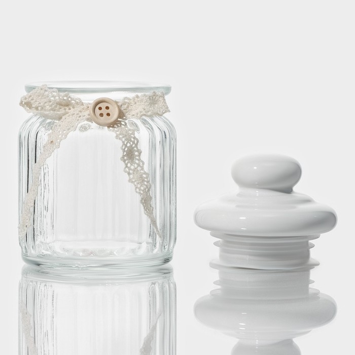 Банка стеклянная для хранения сыпучих продуктов Доляна &laquo;Варенье&raquo;, 250 мл, 8&times;13 см, с керамической крышкой