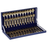 Набор столовый «Уралочка», 48 предметов, толщина 2 мм, с полным декоративным покрытием, декоративная коробка, цвет золотой Набор столовый «Уралочка», 48 предметов, толщина 2 мм, с полным декоративным покрытием, декоративная коробка, цвет золотой