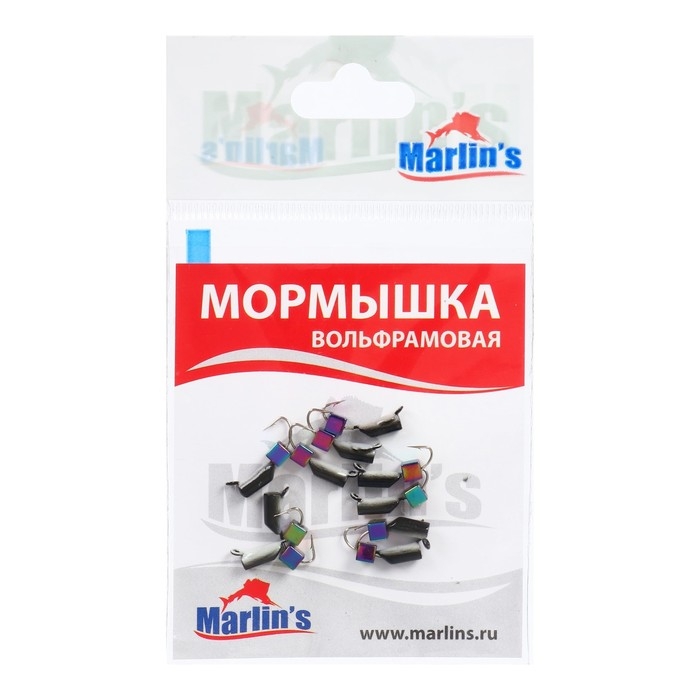 Мормышка вольфрам Marlin's Гвоздекубик, 2.5 мм, вес 0.7 г, черный, фосфор + бензин, 10 шт.