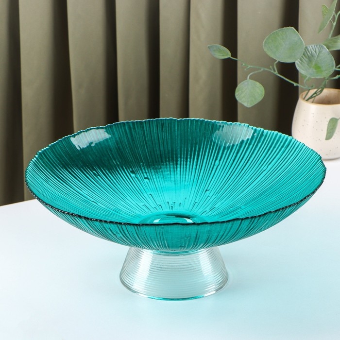 Ваза из стекла для фруктов «Фейерверк», 3,7 л, 33×13,5 см, цвет изумрудный Ваза из стекла для фруктов «Фейерверк», 3,7 л, 33×13,5 см, цвет изумрудный