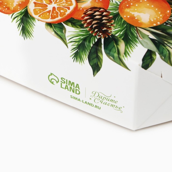 Коробка складная &laquo;Мандаринчики&raquo;, 23 х 23х 4 см, Новый год
