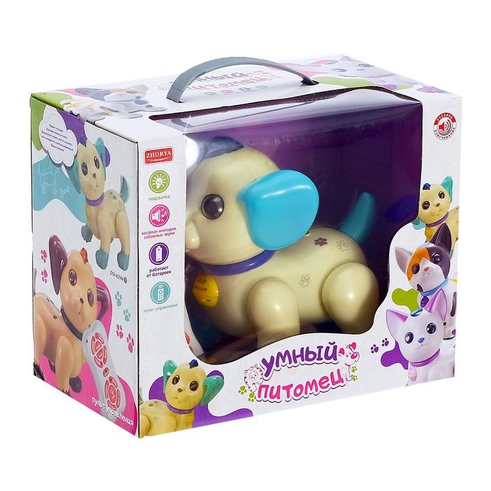 Робот собака «Умный питомец» ZHORYA, на пульте управления, интерактивный: звук, свет, танцующий, музыкальный, на батарейках, на русском языке, бежево-коричневый Робот собака «Умный питомец» ZHORYA, на пульте управления, интерактивный: звук, свет, танцующий, музыкальный, на батарейках, на русском языке, бежево-коричневый