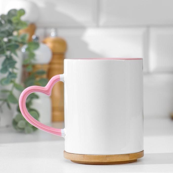 Кружка под сублимацию, с фигурной ручкой Кружка под сублимацию, с фигурной ручкой "Сердце" розовая внутри и ручка стандарт 320мл