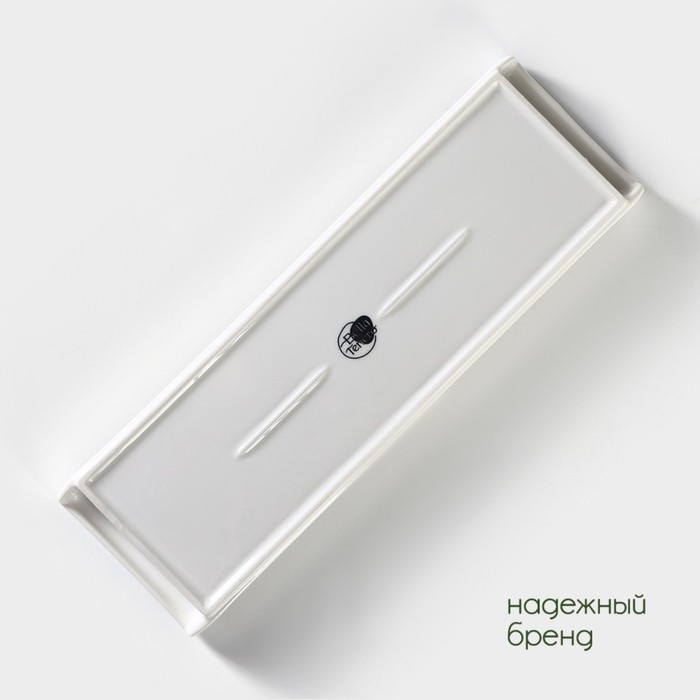 Блюдо для подачи фарфоровое с вставкой из бамбука BellaTenero, 29,5&times;9&times;2,3 см