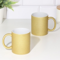 Кружка под сублимацию, керамическая с логотипом, цвет золотой глиттер, 320мл